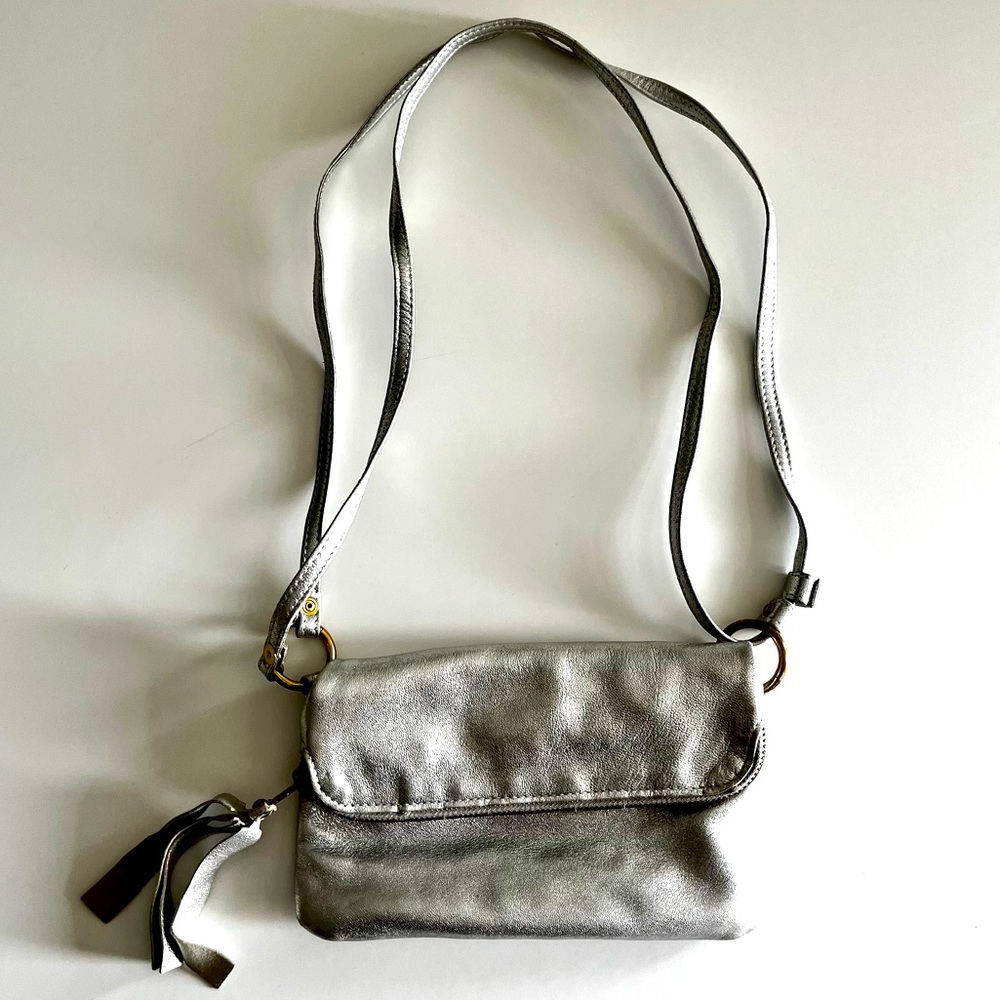 Lumi Silver Clutch, Genuine Leather